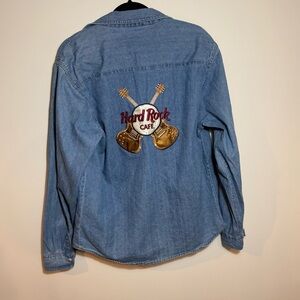 Vintage Hard Rock Cafe Denim Unisex Long Sleeve top size XL 100% cotton